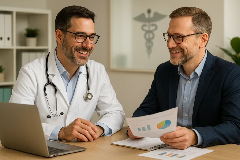 steuerberater sitzt mit einem Arzt